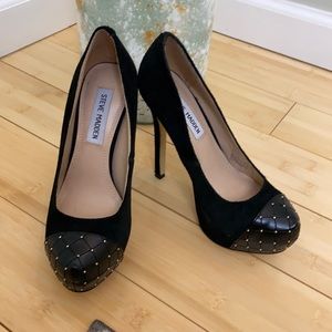 Steve Madden Black Suede Platforms